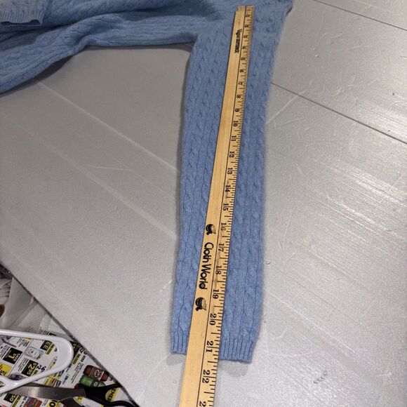 Charter Club Women’s Small 100% Cashmere Pullover Sweater Cable Knit Blue - Picture 9 of 16